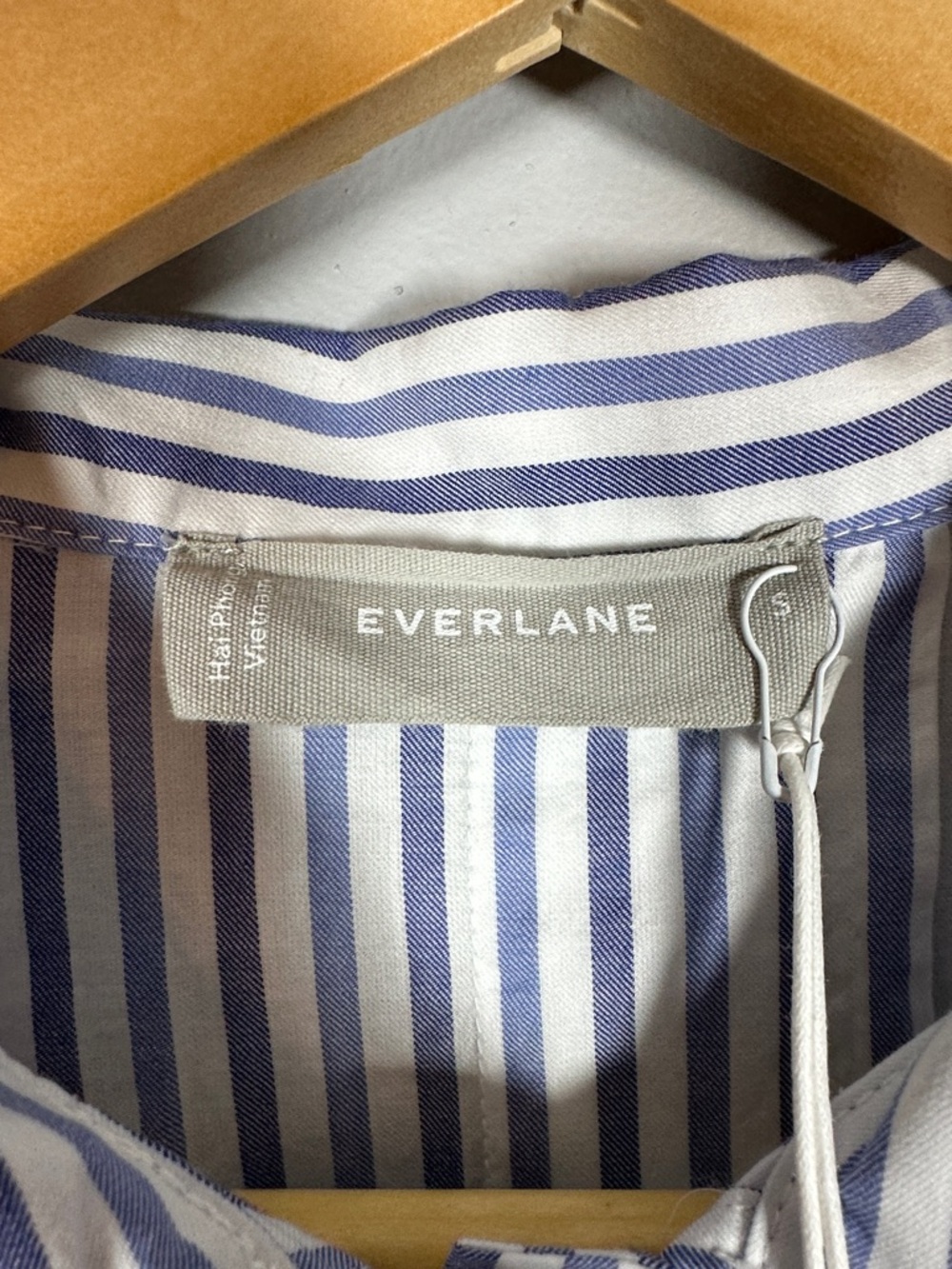 Everlane Cropped Striped Cotton Button Down The Woven PJ Top NWT Small - Picture 8 of 13